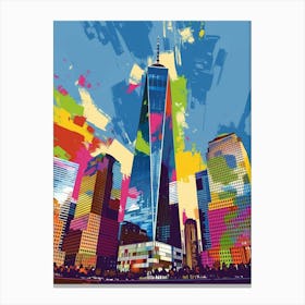 One World Trade Center New York Colourful Silkscreen Illustration 4 Canvas Print