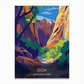 Zion National Park Travel Poster Matisse Style 3 Canvas Print