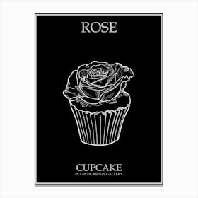 Rose Cupcake Line Drawing 1 Poster Inverted Canvas Print