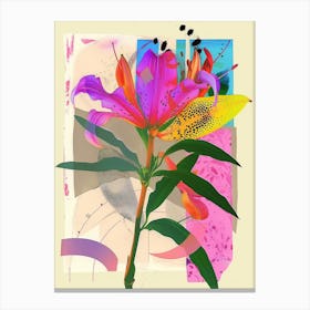 Gloriosa Lily 2 Neon Flower Collage Canvas Print