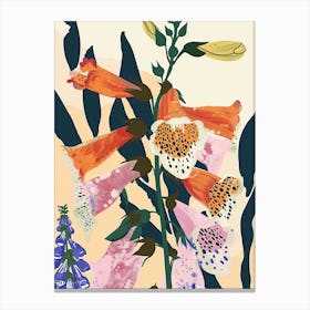 Colourful Flower Illustration Foxglove 2 Canvas Print