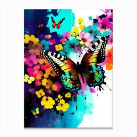 Butterfly And Flowers 20 Canvas Print