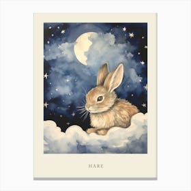 Baby Hare 4 Sleeping In The Clouds Nursery Poster Canvas Print
