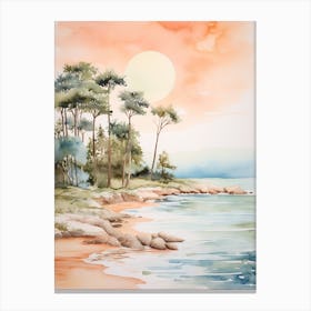 Watercolour Of Praia Da Marinha   Algarve Portugal 1 Canvas Print