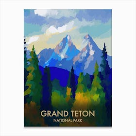 Grand Teton National Park Matisse Style Vintage Travel Poster 2 Canvas Print