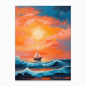 Sailboat At Sunset Canvas Print