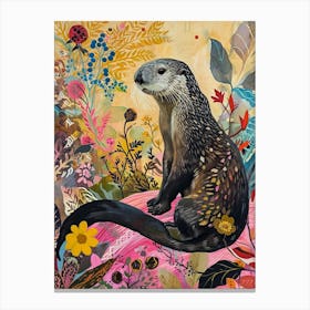 Floral Animal Painting Sea Otter 2 Canvas Print