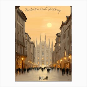 Fashion And History Milan, minimalist soft tones palette, watercolor poster Canvas Print