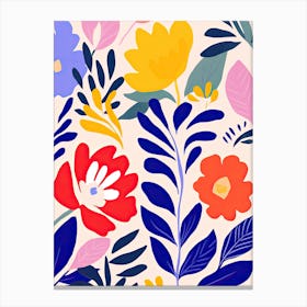 Whimsical Flower Waltz; Henri Matisse Style Colorful Flower Market Canvas Print
