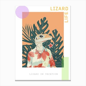 Lizard In A Floral Shirt Modern Colourful Abstract Illustration 5 Poster Canvas Print