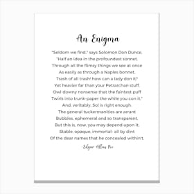 An Enigma Poem By Edgar Allan Poe Canvas Print