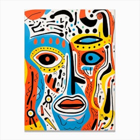 Colourful Gouache Inspired Face 3 Canvas Print