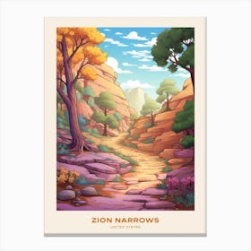 Zion Narrows Usa 3 Hike Poster Canvas Print