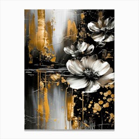 Gold And Black Flowers 1 Canvas Print