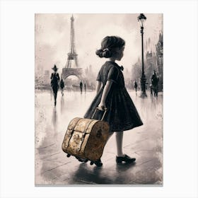 Little Girl In Paris Canvas Print