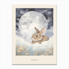 Sleeping Baby Bunny 3 Nursery Poster Canvas Print
