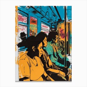 New York City Subway New York Colourful Silkscreen Illustration 1 Canvas Print