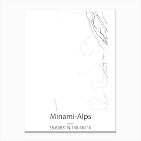 Minami Alps,Japan Minimalist Map Canvas Print