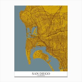 San Diego California Yellow Blue Canvas Print