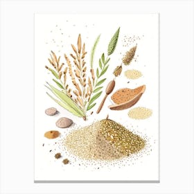 Sesame Seeds Spices And Herbs Pencil Illustration 2 Canvas Print
