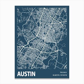 Austin Blueprint City Map 1 Canvas Print