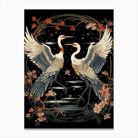 Crane Tsuru Japanese Style Illustration 7 Canvas Print