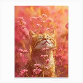 Cat In Flowers Canvas Print