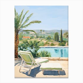 Sun Lounger By The Pool In Tuscany Italy Canvas Print