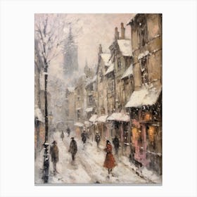 Vintage Winter Painting Canterbury United Kingdom 2 Canvas Print