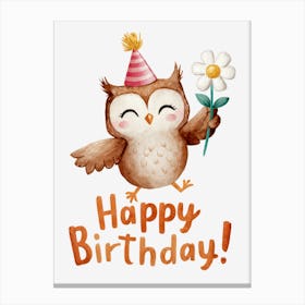 Happy Birthday Owl.18 Canvas Print