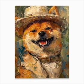 Oil Painting Smiling Shiba Inu 13 Canvas Print