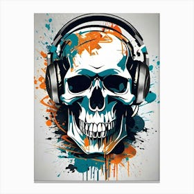 Skull With Headphones 132 Canvas Print
