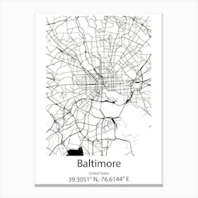 Baltimore,United States Minimalist Map 1 Canvas Print