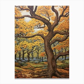 American Hornbeam 2 Vintage Autumn Tree Print  Canvas Print