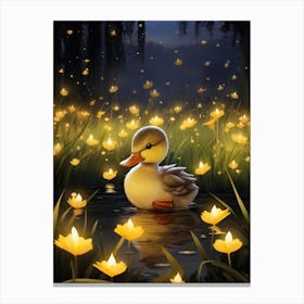Animated Duckling At Night 5 Canvas Print