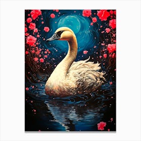 Swan In The Moonlight 1 Canvas Print