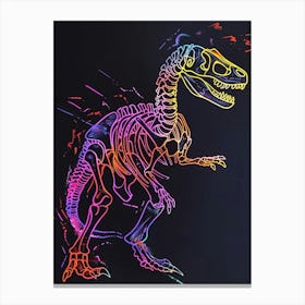 Minimalist Neon Dinosaur Skeleton 3 Canvas Print