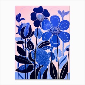 Blue Flower Illustration Orchid 3 Canvas Print