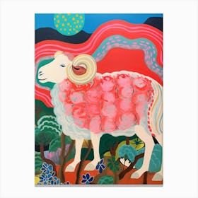Maximalist Animal Painting Ram 3 Canvas Print