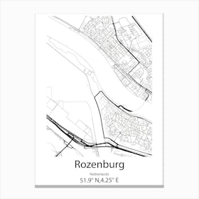 Rozenburg,Netherlands Minimalist Map Canvas Print