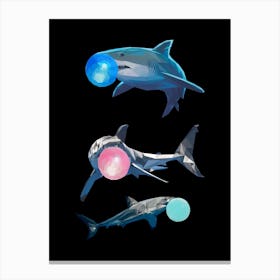 Sharks And Bubbles Canvas Print