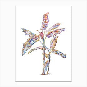 Stained Glass Scarlet Banana Mosaic Botanical Illustration on White n.0005 Canvas Print