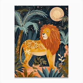 Barbary Lion Night Hunt Illustration 4 Canvas Print
