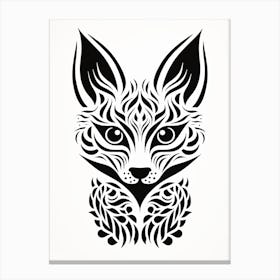 Linocut Fox Pattern 10 Canvas Print