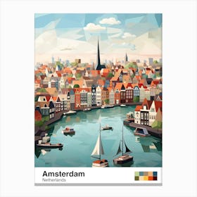 Amsterdam, Netherlands, Geometric Illustration 2 Poster Canvas Print