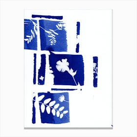 Blue And White Leaf Blocks Canvas Print