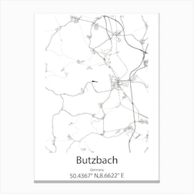 Butzbach,Germany Minimalist Map Canvas Print