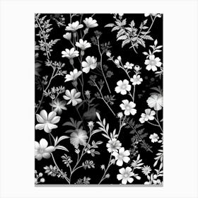 Great Japan Hokusai Black And White Flowers 19 Canvas Print