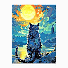 sunset cat art 1 Canvas Print