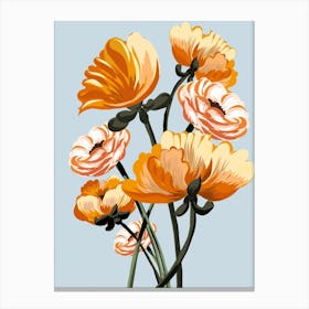 Bunch Of Flowers On Pale Blue Canvas Print